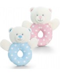 Бебешка дрънкалка с ринг Keel Toys - Синьо мече, 13 cm