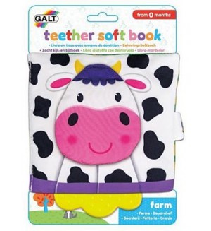 Бебешка играчка Galt - Мека книжка с гризалка, ферма