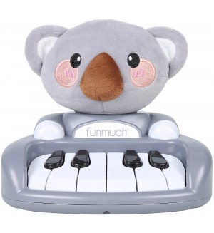 Бебешка музикална играчка Chipolino - Пиано плюшена коала, светлосиво