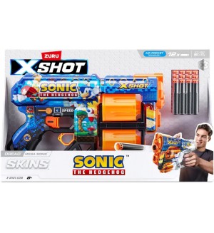 Бластер Zuru X Shot - Skins Sonic, 12 стрели, Асортимент