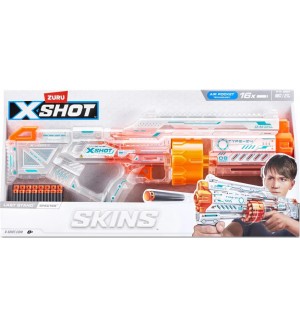 Бластер Zuru X Shot Skins - Specter, с барабан с 16 меки стрели 