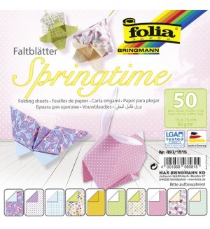 Блокче с цветни хартии за оригами Folia - Пролет