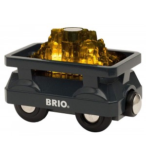 Играчка от дърво Brio World - Вагонче със злато