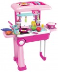 Детска кухня Buba Little Chef - Розова, 2 в 1