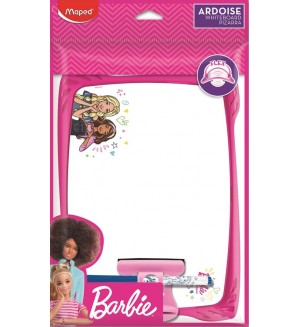 Бяла дъска Maped Barbie - С маркер и гъба