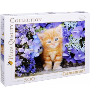 Пъзел Clementoni от 500 части - Коте с цветя