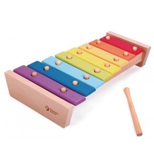 Детска дървена играчка Classic World – Ксилофон с цветовете на дъгата