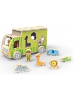 Детски дървен камион – сортер с животни Classic World – Зелен