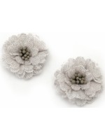 Дантелени елементи за декорация Ем Арт - Цветя с тичинки, 30 x 15 mm, сиви (2 бр.)