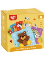 Дървен 3D пъзел Tooky Toy - Animals, 6в1 