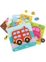 Дървен 3D пъзел Tooky Toy - Transportation, 6в1 