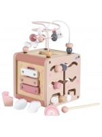 Дървен активен куб Moni Toys - Розов