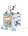 Дървен активен куб Moni Toys - Син Дървен активен куб Moni Toys - Син