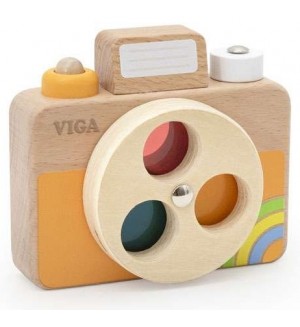 Дървен детски фотоапарат Viga Toys - С цветни филтри