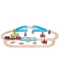 Дървен игрален комплект Bigjigs Rail - Пиратско влакче и релси