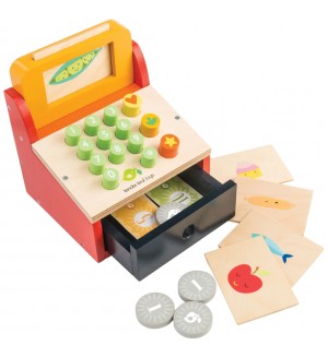 Дървен игрален комплект Tender Leaf Toys - Касов апарат