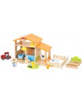 Дървен игрален комплект Viga Toys - Ферма, 21 части