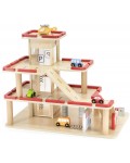 Дървен игрален комплект Viga Toys - Паркинг с гараж