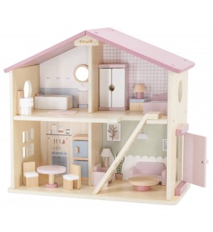 Дървен игрален комплект Viga Toys Polar B - Къща за кукли, с аксесоари