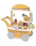 Дървен игрален комплект Viga Toys PolarB - Количка за бургери и напитки, с 46 аксесоара