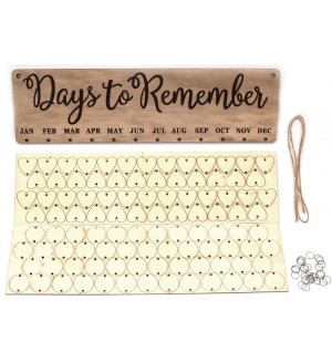Дървен календар Ем Арт - Days to Remember, 40 x 11 cm