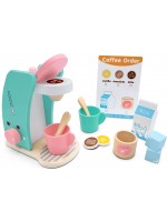 Дървен комплект Acool Toy - Кафе машина и аксесоари, 13 части