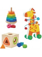 Дървен комплект Acool Toy - Лабиринт с жираф и сортери