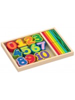Дървен комплект Acool Toy - Цветни цифри и пръчици