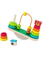 Дървен комплект Acool Toy - Везна за балансиране с рингове и мъниста
