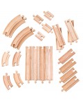 Дървен комплект Bigjigs - Допълнителни релси, 24 части 