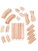 Дървен комплект Bigjigs - Допълнителни релси, 24 части 