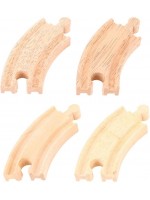 Дървен комплект Bigjigs - Къси извити релси, 4 броя