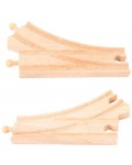 Дървен комплект Bigjigs - Криви, разклоняващи се релси, 2 броя