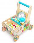 Дървен комплект Melissa & Doug - Количка-сортер с хранителни продукти