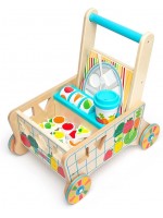 Дървен комплект Melissa & Doug - Количка-сортер с хранителни продукти