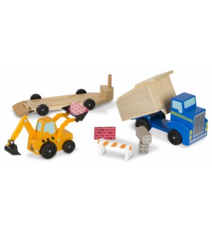Дървен комплект Melissa & Doug - Самосвал и товарач