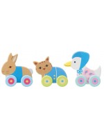 Дървен комплект Orange Tree Toys - Играчки за бутане, Зайчето Питър, 3 броя