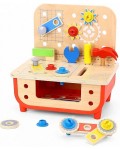 Дървен комплект Tooky Toy - Работилница с инструменти