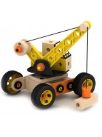 Дървен конструктор Acool Toy - Кран, с болтчета и гайки