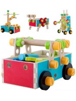 Дървен конструктор Acool Toy - С болтчета и гайки, 50 части