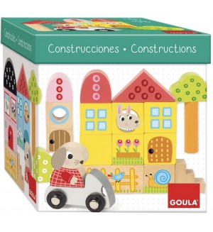 Дървен конструктор Goula - Град, 40 части