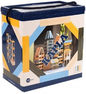 Дървен конструктор Kapla - 120 части, синя кутия