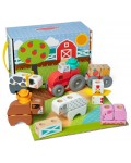 Дървен конструктор Melissa & Doug Blockables - Ферма, 56 части