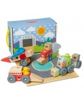 Дървен конструктор Melissa & Doug Blockables - Превозни средства, 54 части