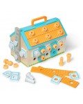 Дървен конструктор Melissa & Doug - Build A House, кутия с инструменти, 55 части