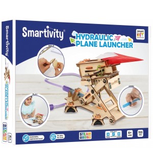 Дървен конструктор Smart Games Smartivity - Хидравлична самолетна писта за изстрелване