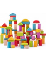 Дървен конструктор Woody - Натурални и цветни блокчета