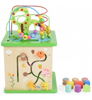 Дървен куб Tooky Toy - Център за игра, Гора