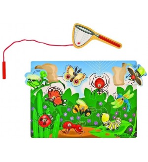 Дървен магнитен пъзел Melissa & Doug - С въдица и буболечки