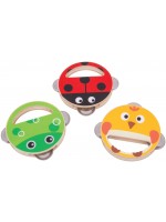 Дървен музикален инструмент Bigjigs - Дайре, асортимент